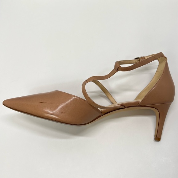 Nude Kitten Heels Pointed Toe T Strap Pumps Low Heel Work Shoes Mary Jane Heeled - Picture 10 of 17